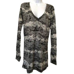 O'Neill Long Sleeve V-Neck T-Shirt Grey Black Sz M #04